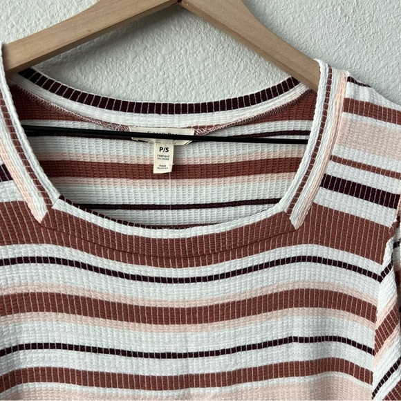 NWT Como Blu Pink Blush White Striped Square Neck Line Balloon Sleeve Top- Small - Picture 8 of 10